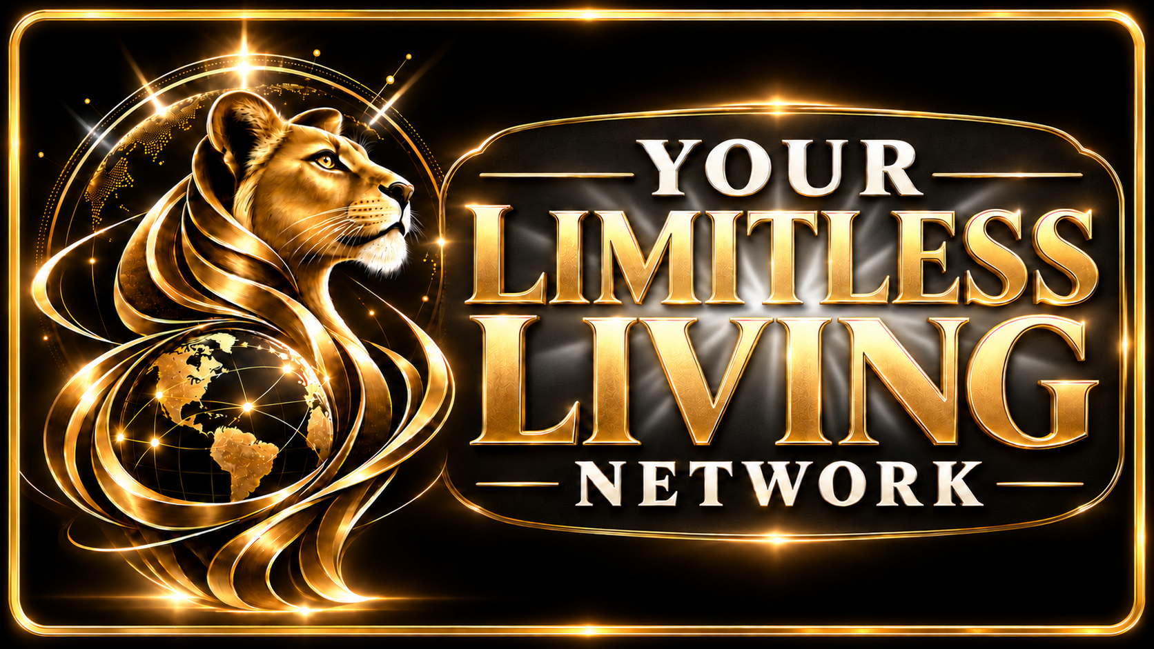 Your Limitless Living Network illuminated lioness and globe logo